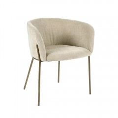 DINING CHAIR PLK BIEGE VELVET GOLD LEG    - CHAIRS, STOOLS